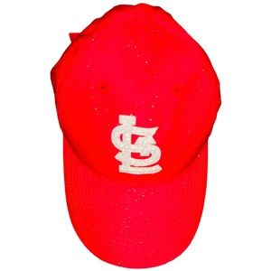 St. Louis Cardinals Red Baseball Hat Women’s MLB New Era Adjustable Glitter